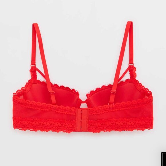EUC Aerie American Eagle Red Show Off Coquette Lace Balconette Bra 32DD 34D - Picture 3 of 9